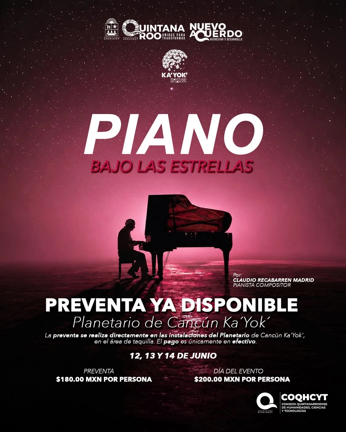Piano bajo las estrellas iluminó Cancún